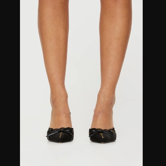 Princess Polly Lemonade Charisma Black Pointed Toe Heels 8 - Picture 2 of 11
